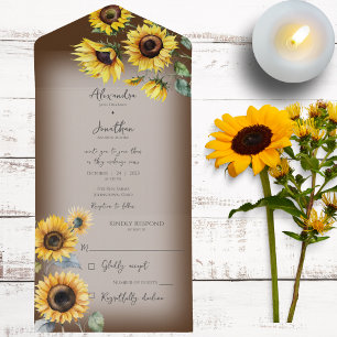 Invitación Todo En Uno Sombrillas rusas en un marrón desorientado