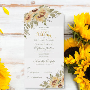 Invitación Todo En Uno Sombrillas Rústicas Amarillas Blandas Sin Cena