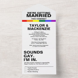Invitación Todo En Uno Sonidos de Boda Diversión Gay Arcoíris Orgullo