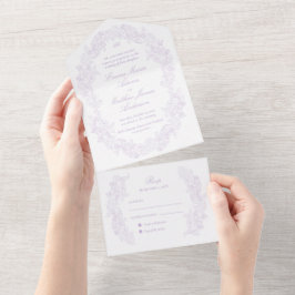 Invitación Todo En Uno Sophisticated Classic Script Purple Wedding