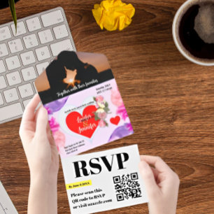 Invitación Todo En Uno Sorprendente y elegante, todo en una sola boda