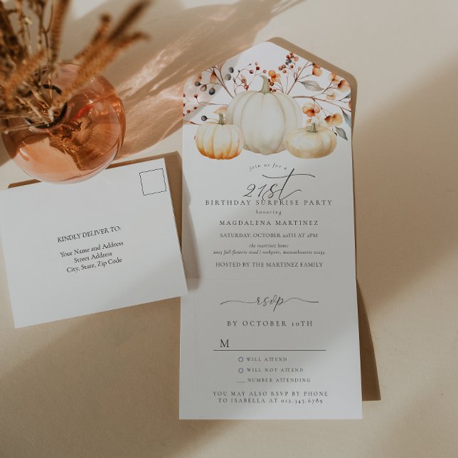 Invitación Todo En Uno SORPRESA FIESTA 21ª Ropa de cumpleaños Caída (Subido por el creador)