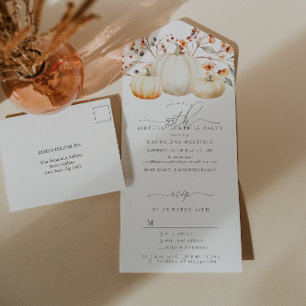 Invitación Todo En Uno SORPRESA FIESTA 95º Nacimiento Calabaza Caída Hoja