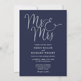 Invitación Todo en uno Sr y Sra Chic Azul Marino Boda