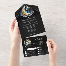 Invitación Todo En Uno Starry night sky luna luna luna luna azul celestia