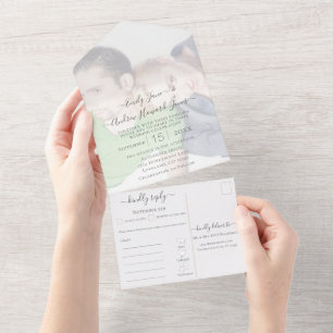 Invitación Todo En Uno Su fotomarco de oro geométrico abstracto