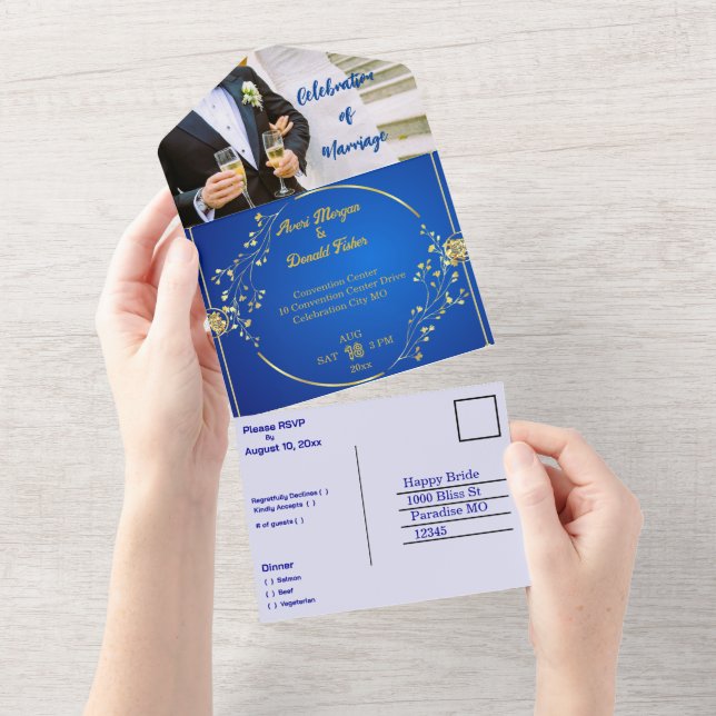 Invitación Todo En Uno (Su Imagen) Evento Boda Fácilmente Personalizado (desgarro)