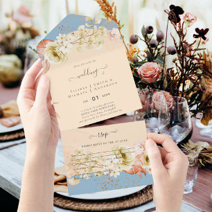 Invitación Todo En Uno Sublime Boda de la Melodía Azul
