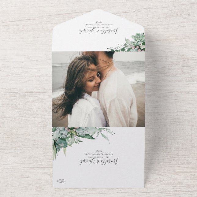 Invitación Todo En Uno Suculenta vegetación | Sello fotográfico y envío (Afuera)