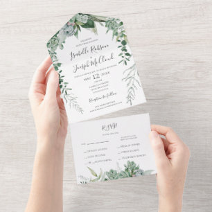 Invitación Todo En Uno Suculenta vegetación   Sello y envío