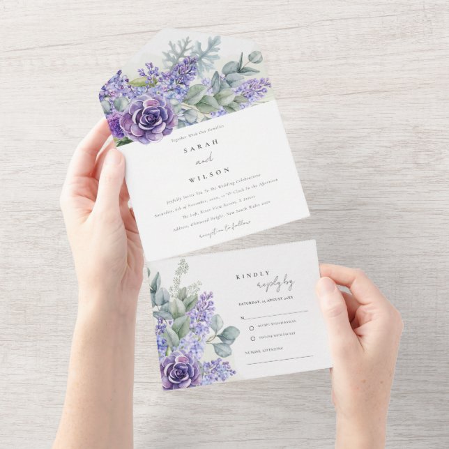 Invitación Todo En Uno Suculento Eucalyptus Boda de Bunch Botánico (desgarro)
