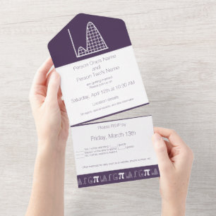 Invitación Todo En Uno Suma en morado