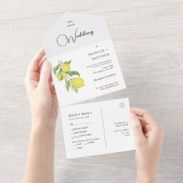 Invitación Todo En Uno Summer lemon Wedding Seal And Send