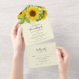 Invitación Todo En Uno Sunflower Country | Boda amarillo