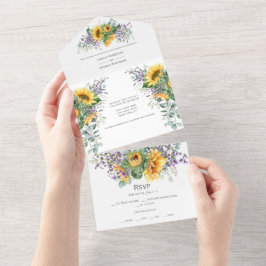 Invitación Todo En Uno Sunflowers Lavender Eucalyptus |