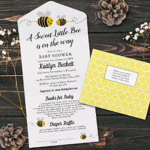 Invitación Todo En Uno Sweet Little Honey Bee Baby Shower