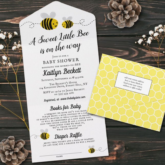 Invitación Todo En Uno Sweet Little Honey Bee Baby Shower (Subido por el creador)