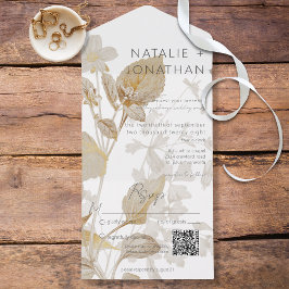 Invitación Todo En Uno Tan Neutral Flores silvestres Código QR moderno