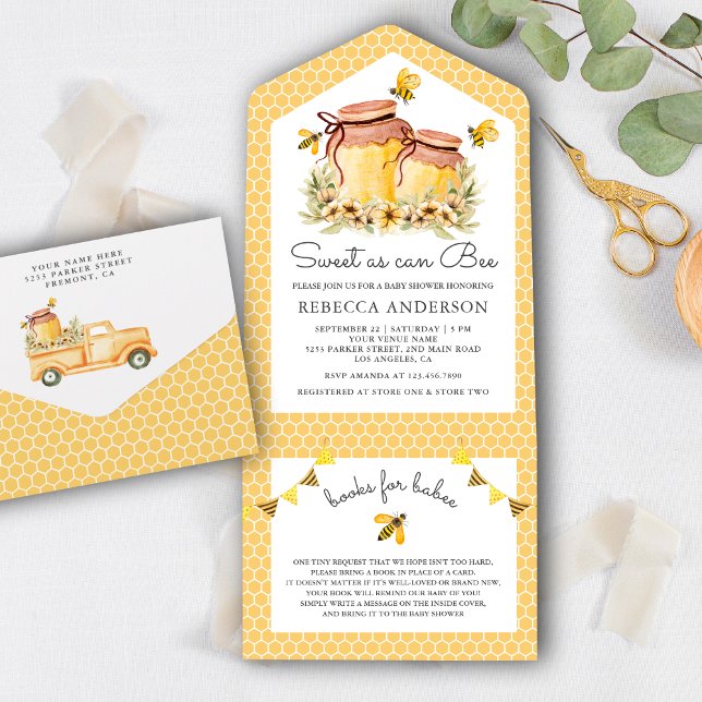 Invitación Todo En Uno Tarros de Miel Rústicos Dulces como puede ser Cump (Subido por el creador)
