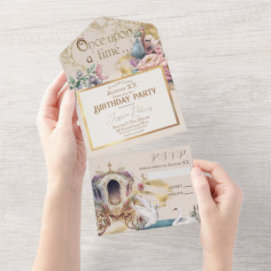 Invitación Todo En Uno Tema de Cuento de Hadas Encantado