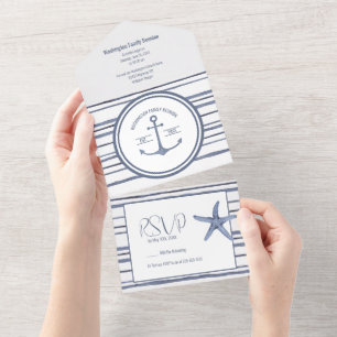 Invitación Todo En Uno Tema de la playa de la Reunión Familiar