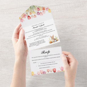 Invitación Todo En Uno Tema de Pascua Tulipán Boda