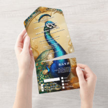 Tema de pavo real boda ensayo de cena