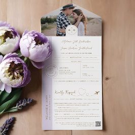 Invitación Todo En Uno Tema de viaje de destino de pasaportes de embarque