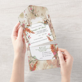 Invitación Todo En Uno Tema elegante de tono neutro de otoño