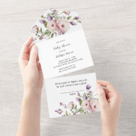 Invitación Todo En Uno Tema Floración de Magnolia
