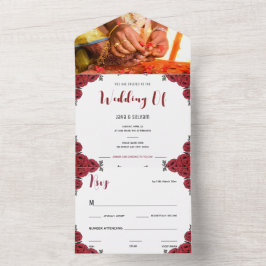 Invitación Todo En Uno Tema floral Rosa Boda indio