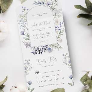 Invitación Todo En Uno Tender Winter Wildflowers Arch Watercolor Boda