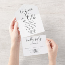 Invitación Todo En Uno Tener Y Mantener Script Boda Blanco Y Negro
