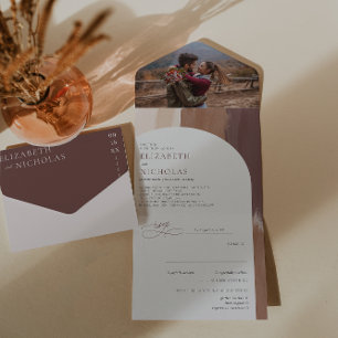 Invitación Todo En Uno Terracota moderna especiada   Boda Boho