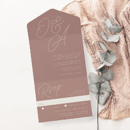 Invitación Todo En Uno Terracota | Script Watermark Monogram Boda