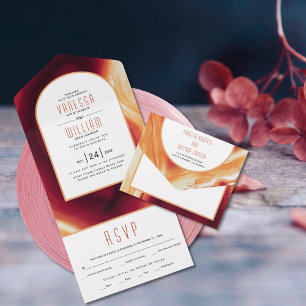 Invitación Todo En Uno Terracotta agate slice geoden fall boda