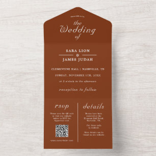 Invitación Todo En Uno Terracotta Boda ruso moderno