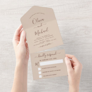 Invitación Todo En Uno Terracotta Boho Boda de Tipografía Moderna RSVP