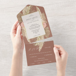 Invitación Todo En Uno Terracotta Boho boda Floral