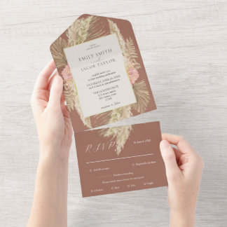 Invitación Todo En Uno Terracotta Boho boda Floral