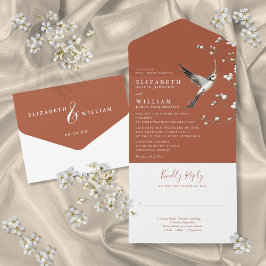 Invitación Todo En Uno Terracotta Chinoiserie Floral Garden Wedding