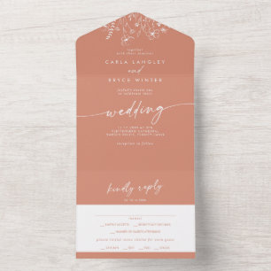 Invitación Todo En Uno Terracotta Comida Silvestre Elección RSVP Boda
