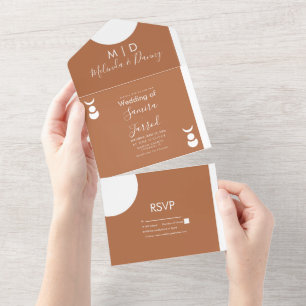Invitación Todo En Uno Terracotta Moon Phases Shapes Boda