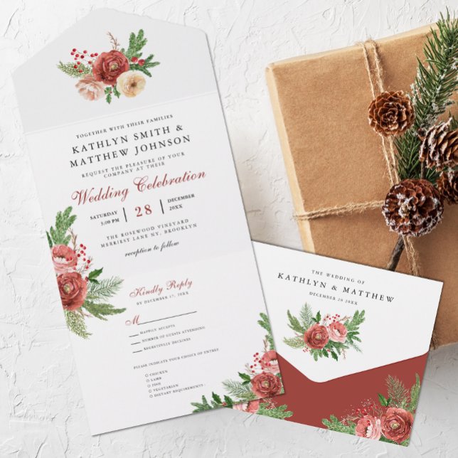 Invitación Todo En Uno Terracotta Navidades Florales Foliage Boda de Invi (Subido por el creador)