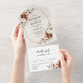 Invitación Todo En Uno Terracotta Pampas Grass Rustic Geométrico Boda A