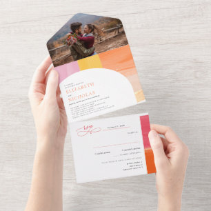Invitación Todo En Uno Terracotta Sunrise   Boda Boho