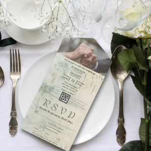 Invitación Todo En Uno Textura templada con insinuaciones florales Foto d