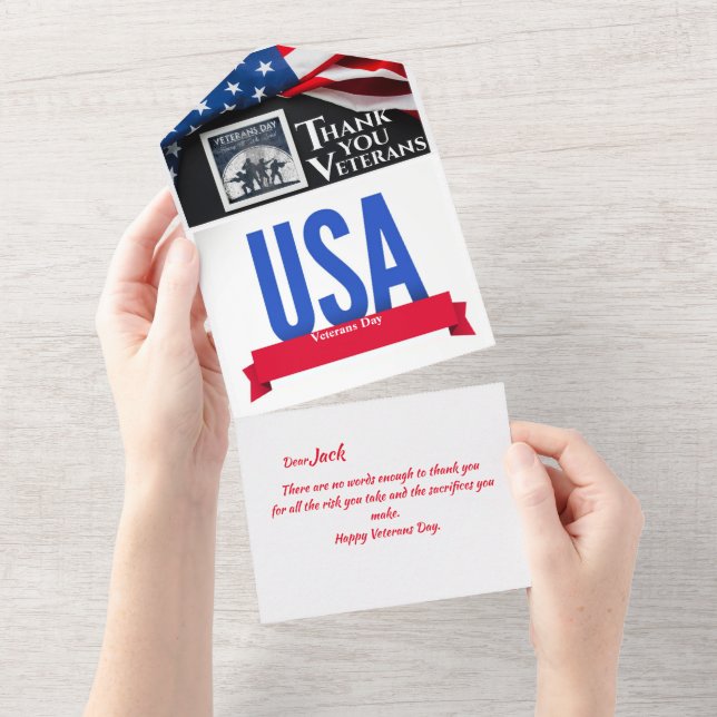 Invitación Todo En Uno Thank You Veterans Day Card (desgarro)