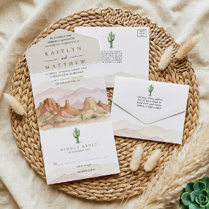 Invitación Todo En Uno The Watercolor Desert Range Wedding Suite -