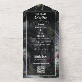 Invitación Todo En Uno Till Death Gothic Ruins QR Code Wedding